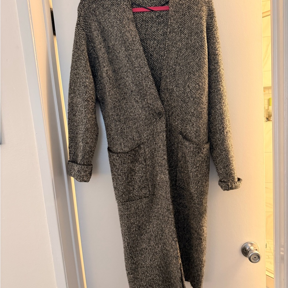 Uniqlo Black and White Marled Knit Open Cardigan